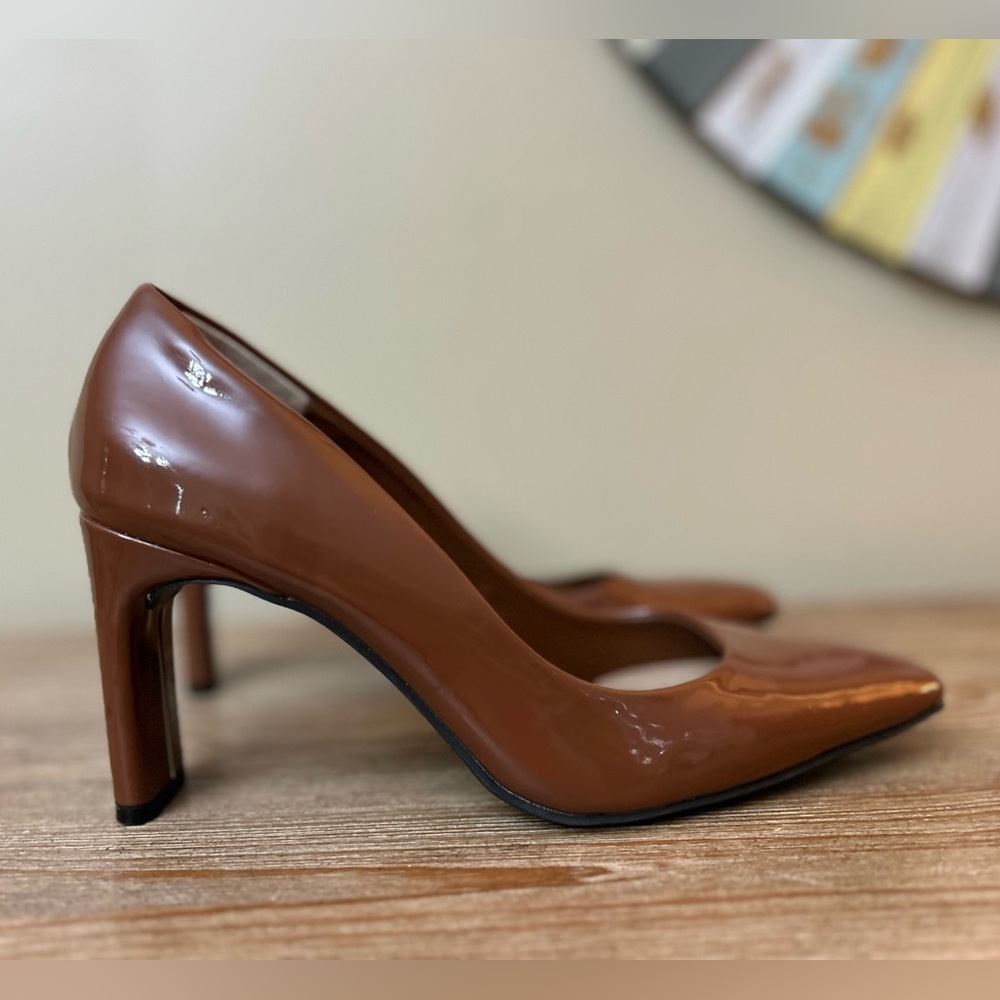 Alfani Step N' Flex Tarah Square Toe Vegan Patent Leather Pumps Heels Sz 7.5